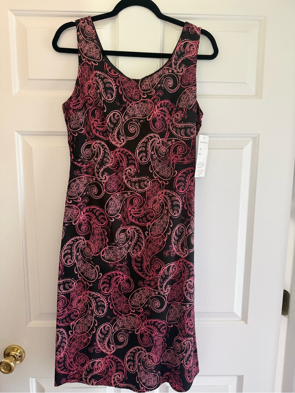 Mlle Gabrielle Black Dress with Pink Paisley Accents